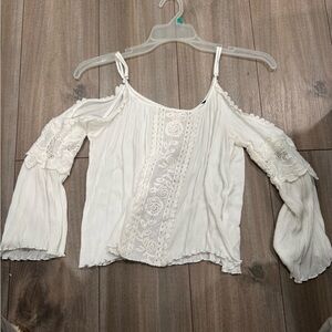 Botique Style White Lace Cold Shoulder Top